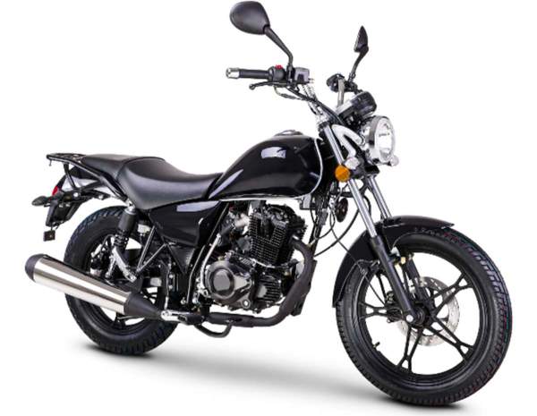 Motorrad Fighter 125 S-RS schwarz 90 km/h Euro 5+ Schaltmoped Chopper 125ccm 4 Takt Leichtkraftrad Krad Kraftrad
