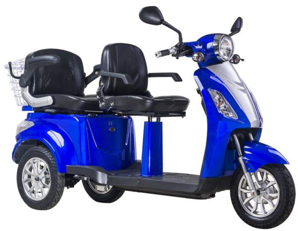 Dreirad Scoody E Trike ZT-18 25 km/h blau Graphen-Akku 1000 Watt Elektroroller E-Scooter E-Roller Dreiradroller Zweisitzer