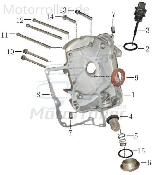 Kurbelgehäuse rechts außen Rex Imola 125 Roller 125ccm 4Takt Motorroller.de Motorgehäuse Motorblock 125ccm-4Takt Scooter RS125 QM125T 10D Ersatzteil