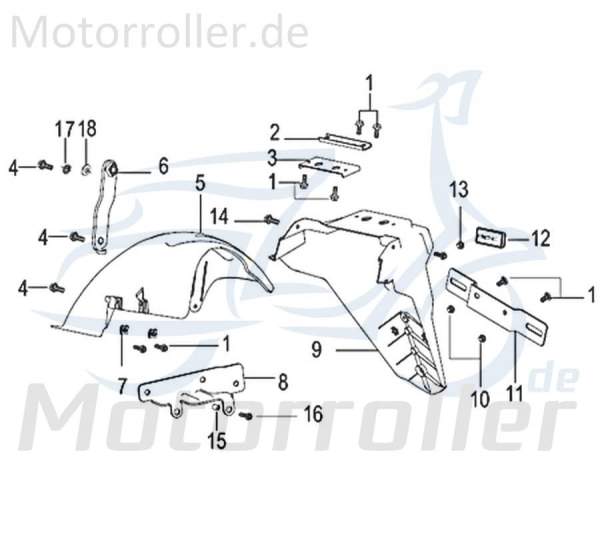 Kreidler Insignio 125 2.0 Halteplatte links Radabdeckung 750356 Motorroller.de Befestigung Halterung Montageplatte Kotflügel