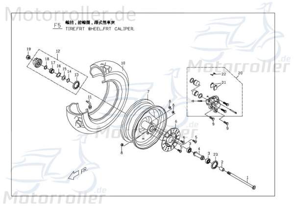 PGO Jochfeder Bremssattel vorn Ligero RS 125 Federbügel P540C320000 Motorroller.de vorne Ligero RS 50 Mokick Ersatzteil Service Inpektion Direktimport