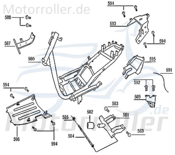 Jonway Florett 2.0 50 City Rahmen 50ccm 2Takt 50100-F22-9100 Motorroller.de Gestell Metallrahmen Fahrgestell Rahmenteil Grundgerüst Fahrzeugrahmen