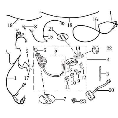 Jonway Insignio 250 DD Kabelbaum 250ccm 4Takt 1070501-2 Motorroller.de Kabelsatz Stromverteiler Strom-Verteiler Kabel-Set Kabelbündel Kabel-Baum