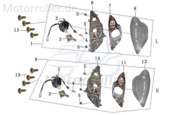 Jonway Imola 125 Race/Urban Scheinwerferbirne 125ccm 4Takt 2150301-4 Motorroller.de 12V 35/35W Sockel BA20d Leuchte Glühbirne Leuchtmittel 152QMI