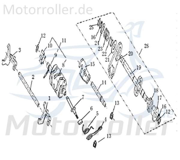 SMC Schaltwelle 50ccm 2Takt Scooter Roller 1E40MB.05.03.01 Motorroller.de Schaltstern 50ccm-2Takt Moped Ersatzteil Service Inpektion Direktimport