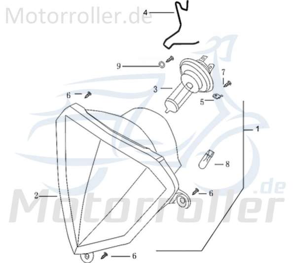 SMC Scheinwerfer Kreidler DICE SM 50 LC Motorrad 602-12Y2-001 Motorroller.de Frontscheinwerfer Hauptscheinwerfer Front-Scheinwerfer Vorderlicht