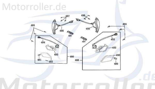 Rex Bergamo 50 Blinker links vorn Roller 50ccm 4Takt 740422 Motorroller.de Signalleuchte Blinklicht Blinkleuchte Fahrtrichtungsanzeiger Blinkleuchten