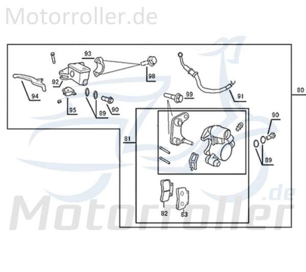 Kreidler Florett 2.0 50 City Halbschelle 50ccm 2Takt 45502-LF-9000 Motorroller.de schwarz Bremsgeberzylinder Minarelli liegend ZNEN Mokick Service