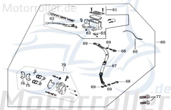 Bremssattel 45200-XSG-E000 Motorroller.de Bremszange Brems-Zange Brems-Sattel Bremshalterung Mokick