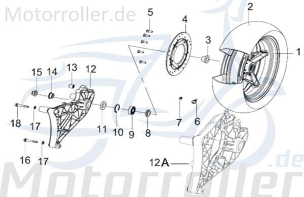 Kreidler Insignio 250 DD Federbeinaufhängung 250ccm 4Takt 54611N120000 Motorroller.de hinten rechts Scooter Ersatzteil Service Inpektion Direktimport