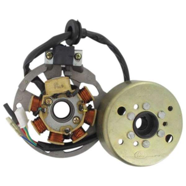 Rex Drive 50 Licht-Maschine 50ccm 2Takt Lichtmaschine Motorroller.de Stator 1E40QMB YY50QT-28 50cc 2T Minarelli liegend Ankerplatte