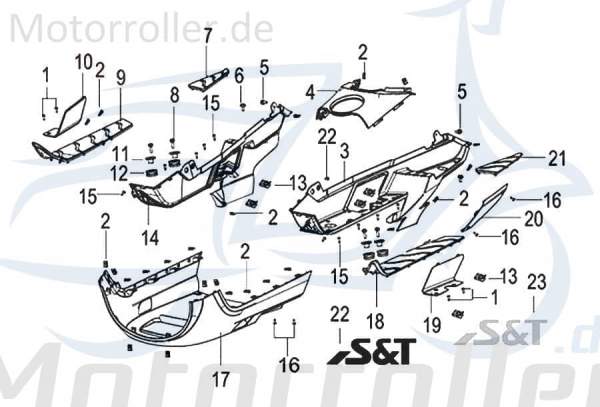 Kreidler INSIGNIO 125 DD Wartungsdeckel 125ccm 4Takt 65424N120000 Motorroller.de PP schwarz matt Zugangsklappe Schutzklappe Bodendeckel Abdeckung