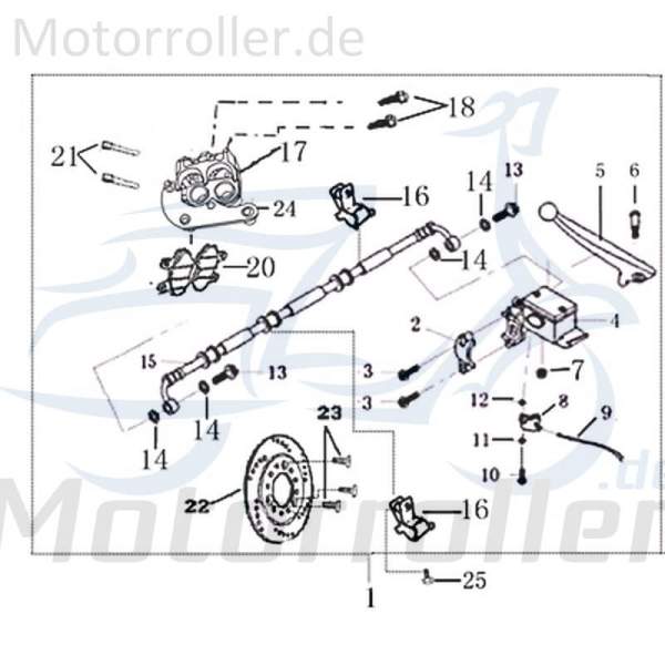 Kreidler Martinique 125 Bremsschlauch Bremsleitung Roller 125ccm 4Takt 2100606-6 Motorroller.de Hydraulikschlauch Hydraulik-Schlauch Hochdruckleitung