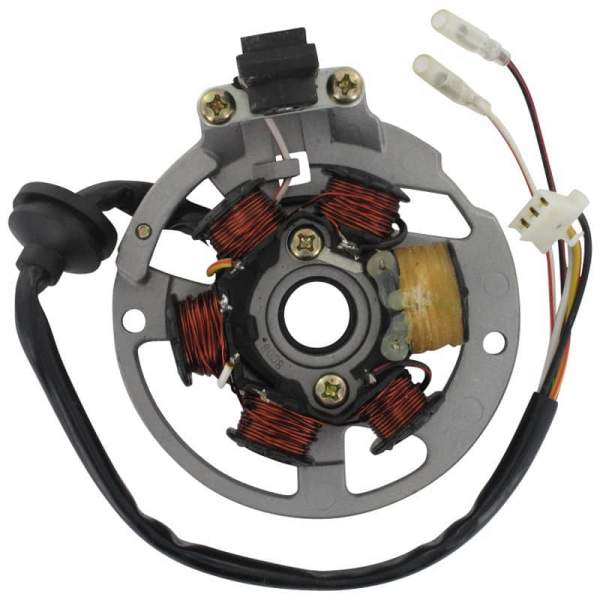 Rex 50 Zündgrundplatte 50ccm 2Takt Stator Ankerplatte Motorroller.de 1E40QMB YY50QT-28 50cc 2T Minarelli liegend Zündplatte Lichtmaschine