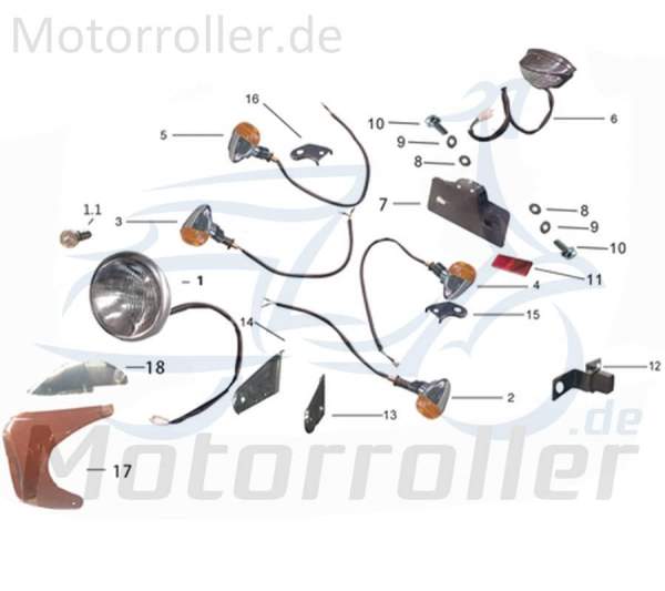 Kreidler DICE CR 125i Rücklicht LED 125ccm 4Takt 780066 Motorroller.de Rückstrahler Rück-Leuchte Rückleuchteneinheit Rückleuchten-Einheit Motorrad