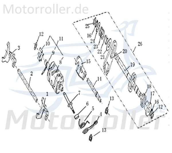 Schaltwelle 50ccm 2Takt Scooter Roller Schaltstern 733083 Motorroller.de 50ccm-2Takt Moped Ersatzteil Service Inpektion Direktimport