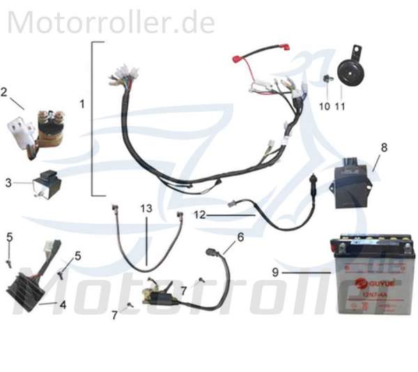 Kreidler DICE CR 125 Kabelbaum Stromverteiler 780080 Motorroller.de Kabelsatz Kabelbündel Kabel-Satz Kabelbaumverteiler Kabel-Baum Moped