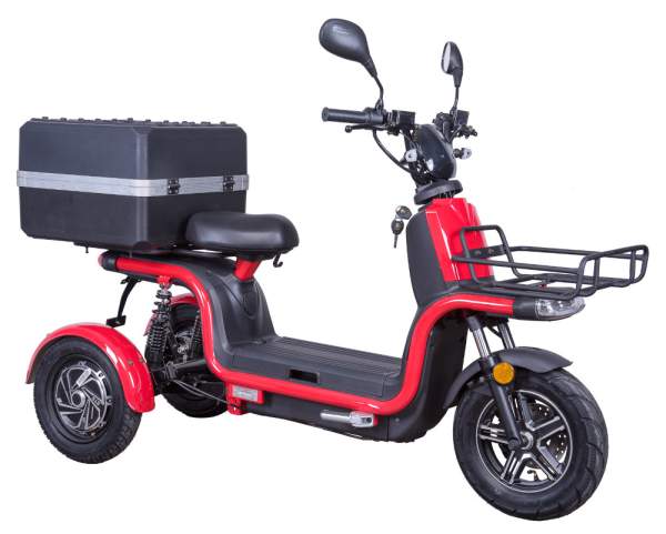 Dreirad Scoody E Trike ZT-29B rot 45 km/h 2x800 Watt Lithium-Ionen mit 2 Akkus B-Ware Elektroroller E-Scooter E-Roller Dreiradroller