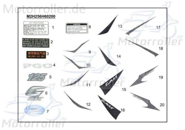 PGO Warnaufkleber TR3 50 Mofa Sticker Dekor C16030000001 Motorroller.de Klebeetikett Dreiradroller G-Max 125 Service