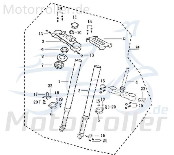 Gabelholm links schwarz matt Motorroller 50cc 2T 733205