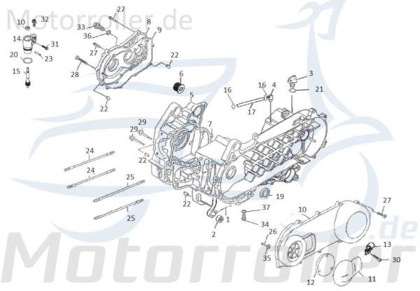 Kreidler F-Kart 170 Motor Antrieb Engine 170ccm 4Takt 76057 Motorroller.de Motor-System komplett Antriebsaggregat Motor-Aggregat Fahrzeugantrieb