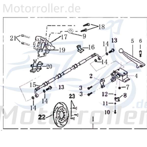 Bremsschlauch Jonway Insignio 250 DD Bremsleitung 2100506-3 Motorroller.de Hydraulikschlauch Hydraulik-Schlauch Hochdruckleitung Hydraulikleitung