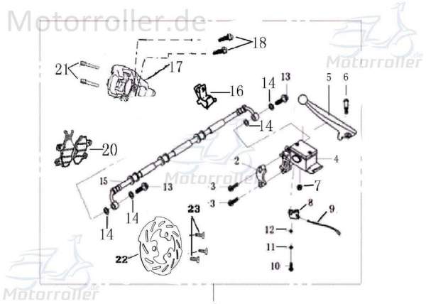 Bremsschlauch Jonway RMC-H Galactica 125 DD Roller 706970 Motorroller.de Hydraulikschlauch Hydraulik-Schlauch Hochdruckleitung Hydraulikleitung Mokick