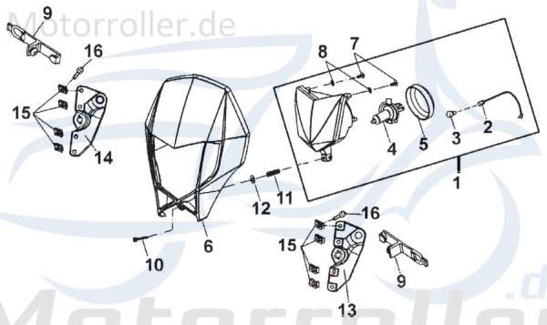 Rex Supermoto 125 DD Scheinwerferhalter 125ccm 4Takt 730704 Motorroller.de Scheinwerferhalterung Scheinwerferaufnahme 125ccm-4Takt Motorrad Kreidler