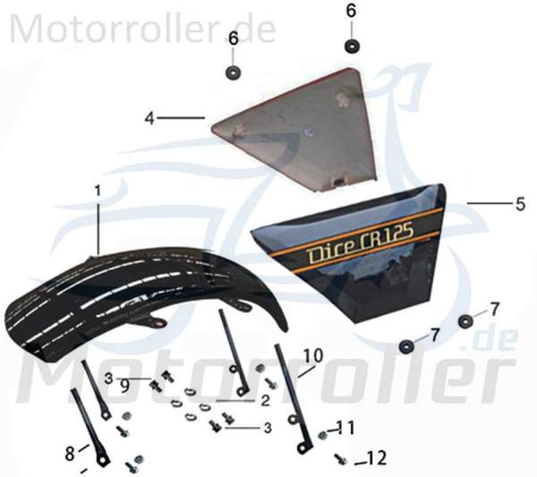 Kreidler DICE CR 125i Haltegummi Seitenverkleidung 780205 Motorroller.de Gummi Halterung Befestigungs Seitendeckel Seitencover