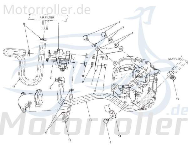 Kreidler STAR Deluxe 4S 125 Schlauch 125ccm 4Takt SF513-0274 Motorroller.de Gummischlauch Leitung Zuleitung Plastikschlauch Ableitung 125ccm-4Takt LML