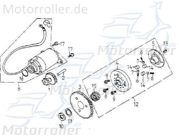 Adly Zahnradübersetzung Anlasser GK 125 Buggy 125ccm 4Takt Motorroller.de 152QMI Ersatzteil Service Inpektion Direktimport