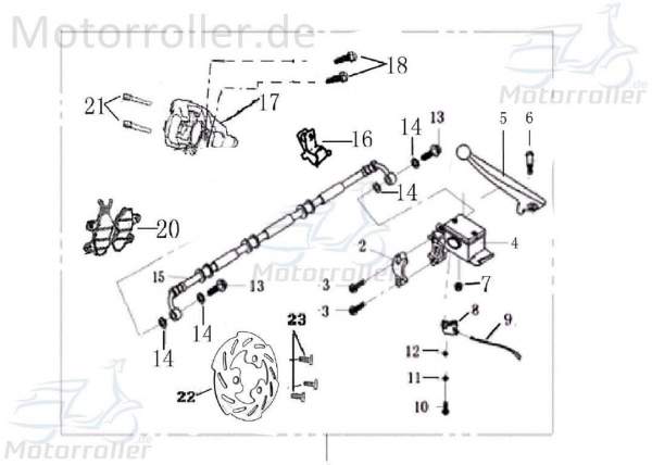 Bremsschlauch Jonway RMC-H Galactica 125 DD Roller 2100806-3 Motorroller.de Hydraulikschlauch Hydraulik-Schlauch Hochdruckleitung Hydraulikleitung