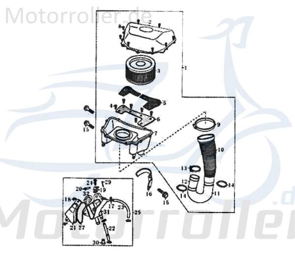 Rex RS125 Luftfilterkasten Luft-Filter 125ccm 4Takt FIG18-7 Motorroller.de Luftfiltergehäuse Luftfiltermatte Luftfilter-Kasten komplett 125ccm-4Takt