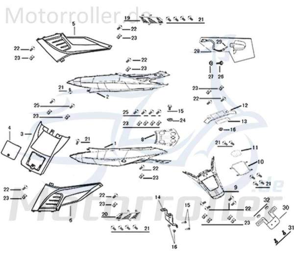 Kreidler Galactica 3.0 RS 50 Verkleidung vorn Helmfach 741605 Motorroller.de Staufachverkleidung Innenverkleidung Fussraumverkleidung